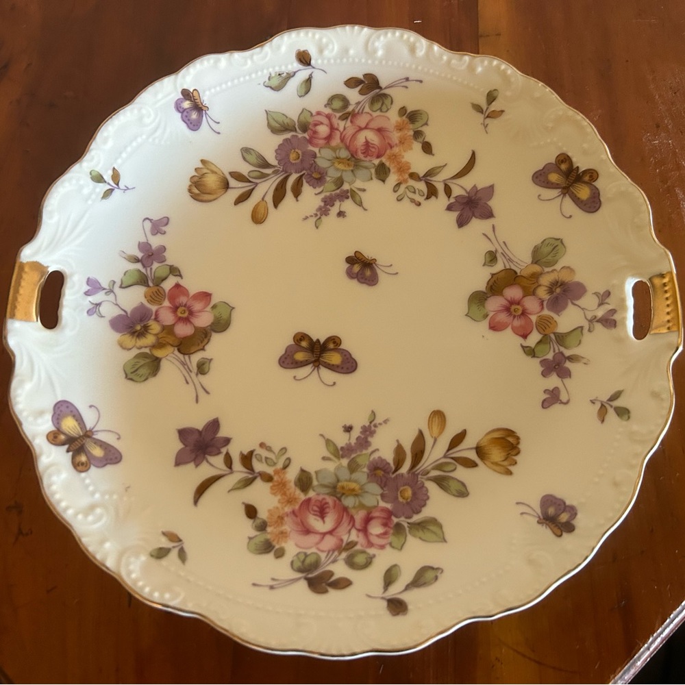 CLEARANCE SALE! VINTAGE LEFTON JAPAN BOUQUET/BUTTERFLIES 694 CAKE PLATE 9”